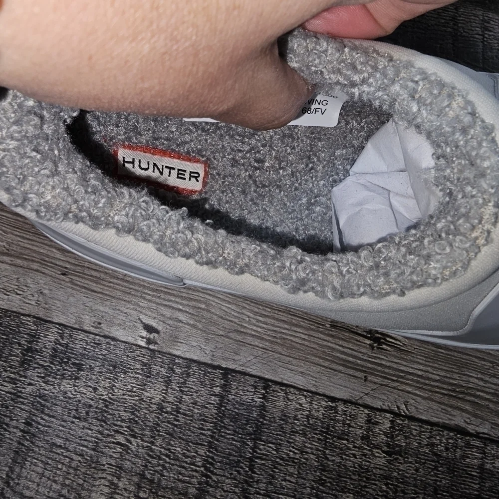 Hunter Big Kids sherpa rain shoes frosted grey Size boys 4 ,girls 5 Eu 36